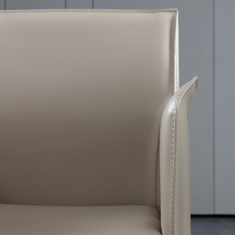 Matte Finish Solid Back Chair Designer Style Home Leather Arm Chair