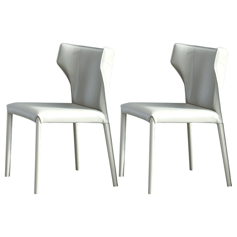 Matte Finish Wingback Dining Chair Designer Style Meeting Room Leather Side Chair