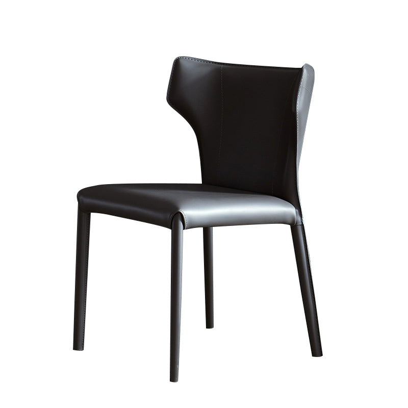Matte Finish Wingback Dining Chair Designer Style Meeting Room Leather Side Chair