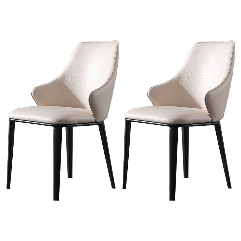 Faux Leather Side Chair Industrial Style Arm Solid Back Dining Side Chair for Home