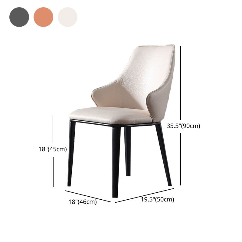 Faux Leather Side Chair Industrial Style Arm Solid Back Dining Side Chair for Home