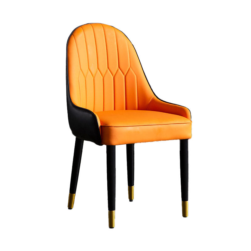 Scandinavian Upholstered Dining Chairs Arm Solid Back Dining Side Chair