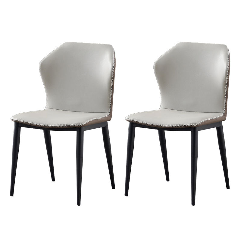 Industrial Style Wingback Armless Chair for Home Faux Leather Dining Chairs