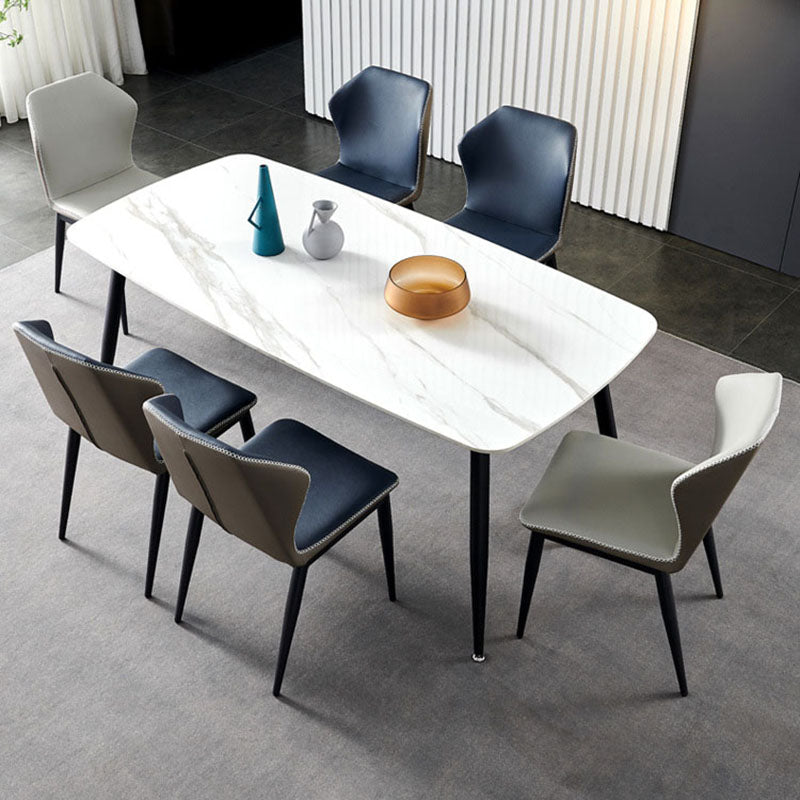 Industrial Style Wingback Armless Chair for Home Faux Leather Dining Chairs