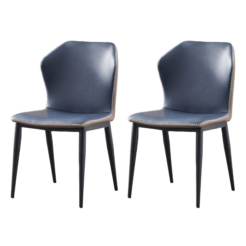 Industrial Style Wingback Armless Chair for Home Faux Leather Dining Chairs