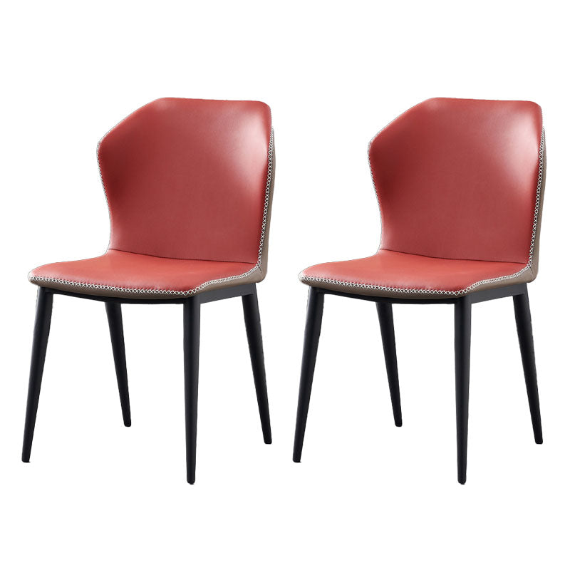 Industrial Style Wingback Armless Chair for Home Faux Leather Dining Chairs