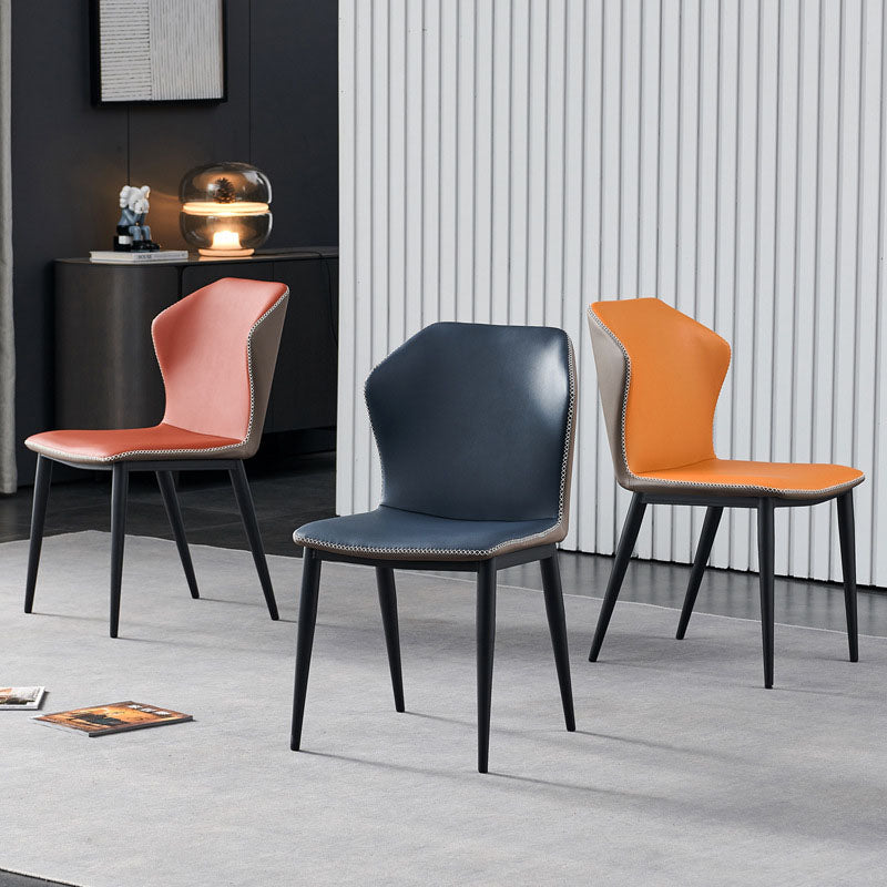 Industrial Style Wingback Armless Chair for Home Faux Leather Dining Chairs