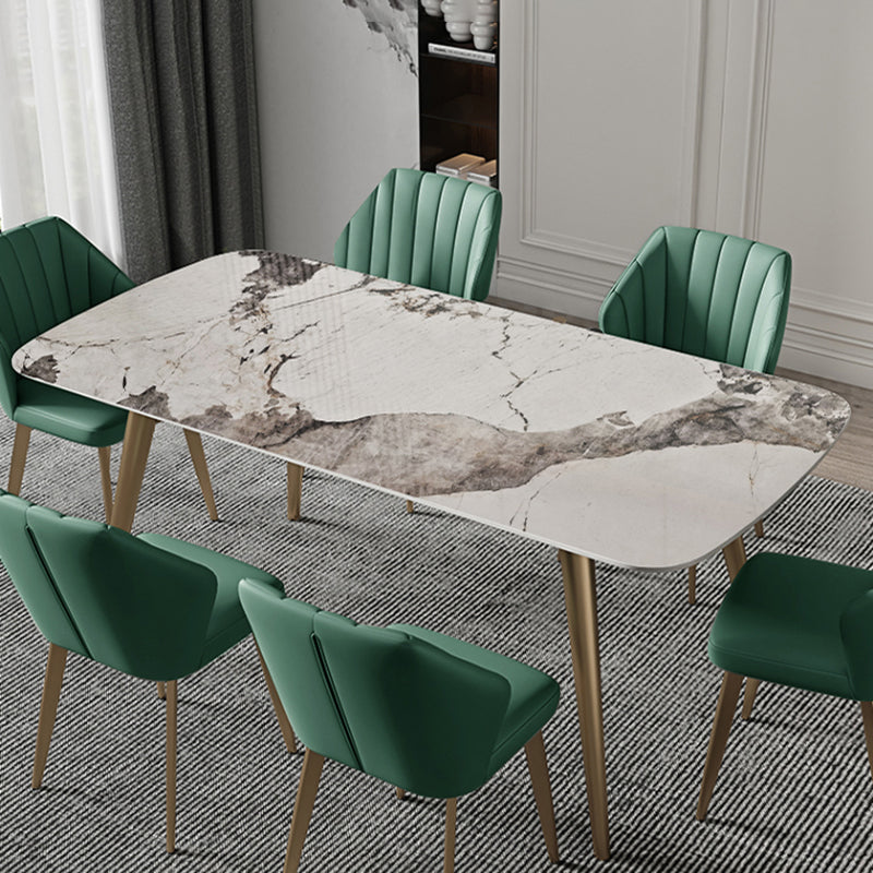 Glam Dining Table Set 1/3/4/5/7 Pcs Rectangle Sintered Stone Dining Table with Chairs