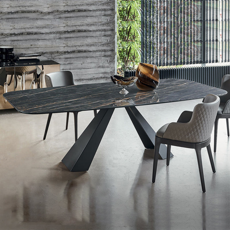 Modern Rectangle Sintered Stone Table Set 1/4 Pieces Dining Set