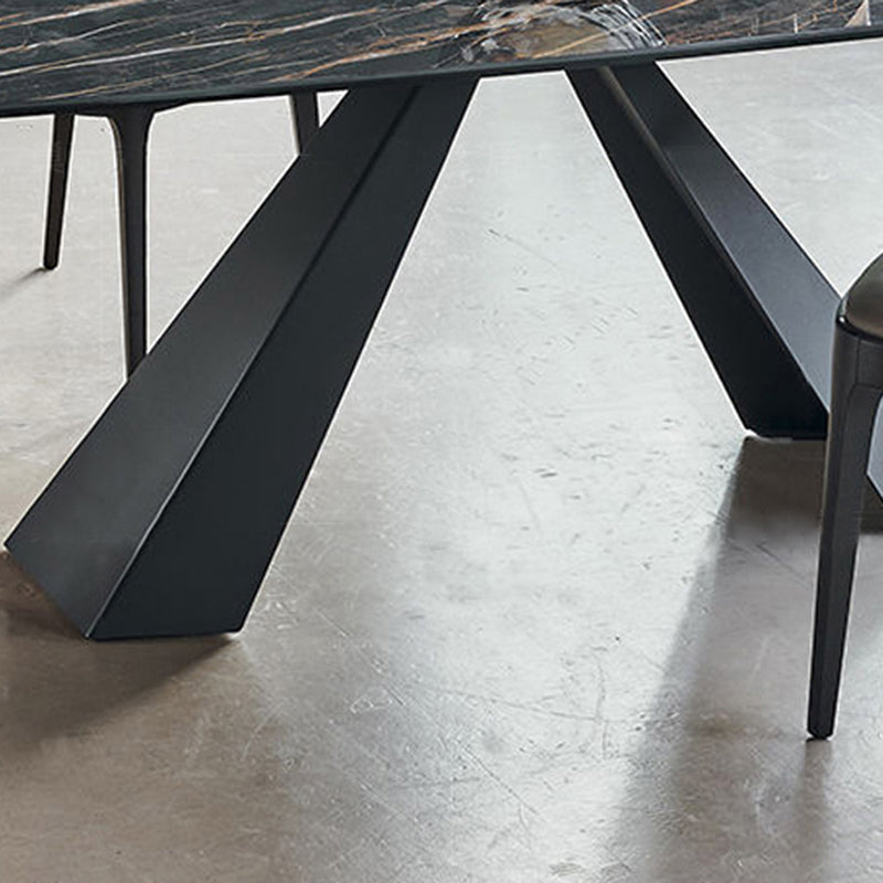 Modern Rectangle Sintered Stone Table Set 1/4 Pieces Dining Set