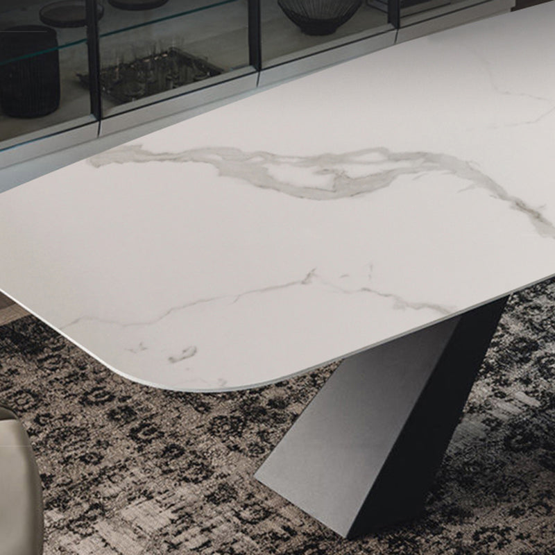 Modern Rectangle Sintered Stone Table Set 1/4 Pieces Dining Set