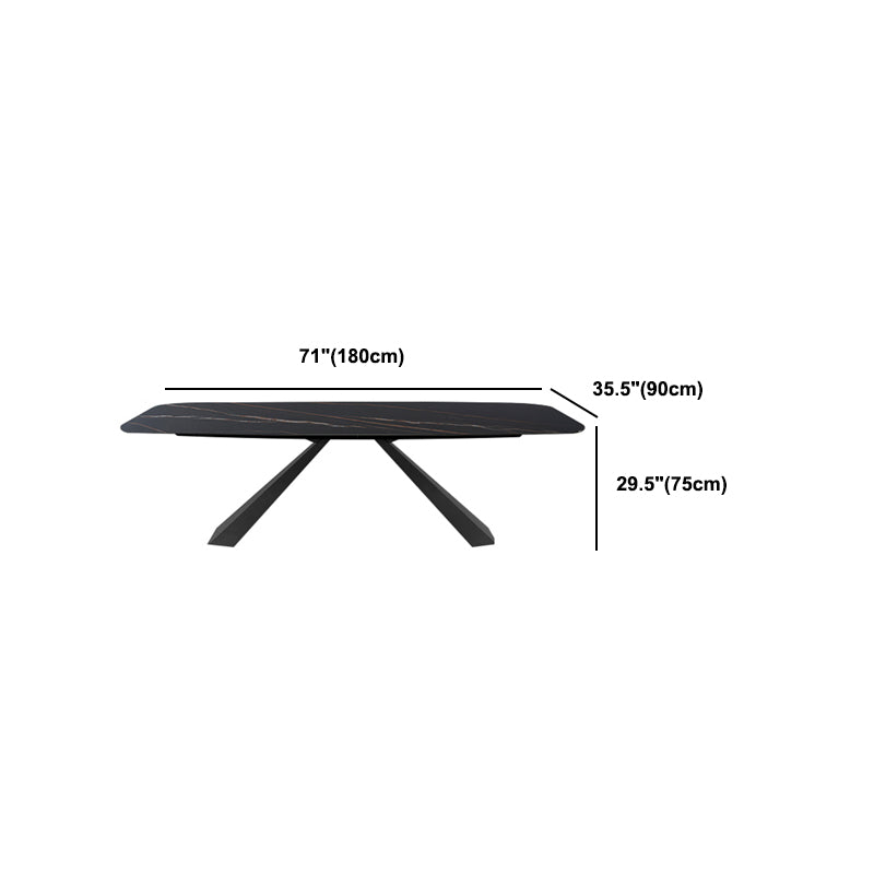 Modern Rectangle Sintered Stone Table Set 1/4 Pieces Dining Set