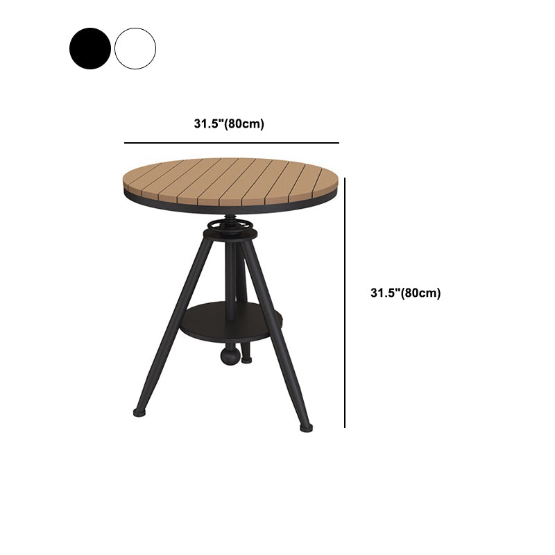Modern Outdoor Dining Table Set 1/3/4/5 Pieces Round Wood and Metal Dinette Set