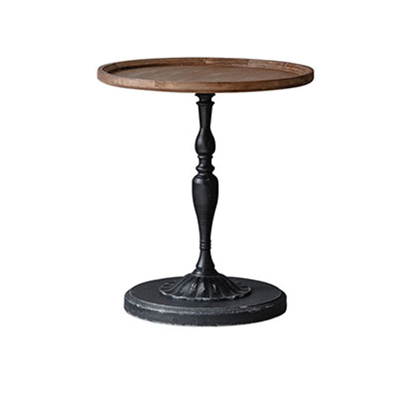 Pedestal Distressed End Table French Country Round Side End Table