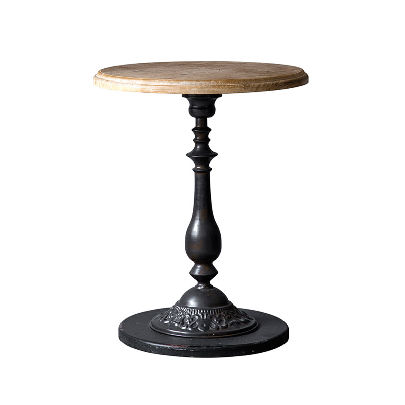Pedestal Distressed End Table French Country Round Side End Table