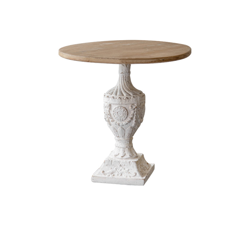 Pedestal Distressed End Table French Country Round Side End Table
