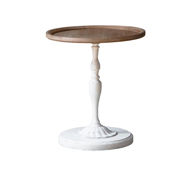 Pedestal Distressed End Table French Country Round Side End Table
