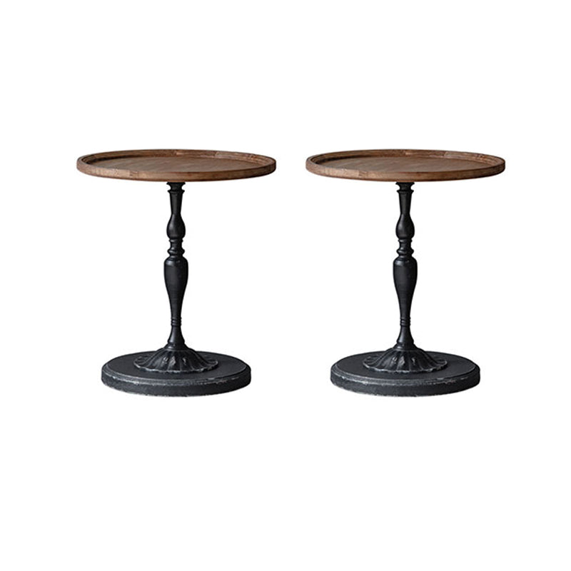 Pedestal Distressed End Table French Country Round Side End Table