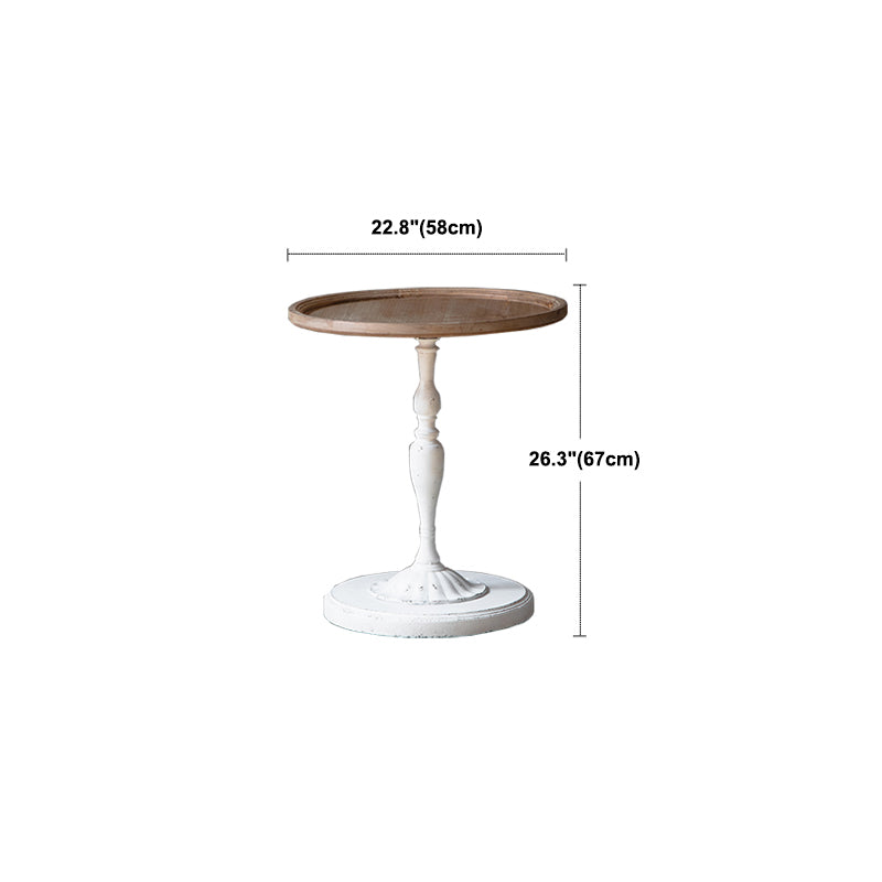 Pedestal Distressed End Table French Country Round Side End Table