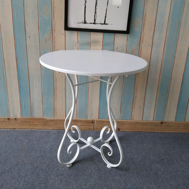 Round Wood X-base Side Table Modern Minimalist End Table for Living Room