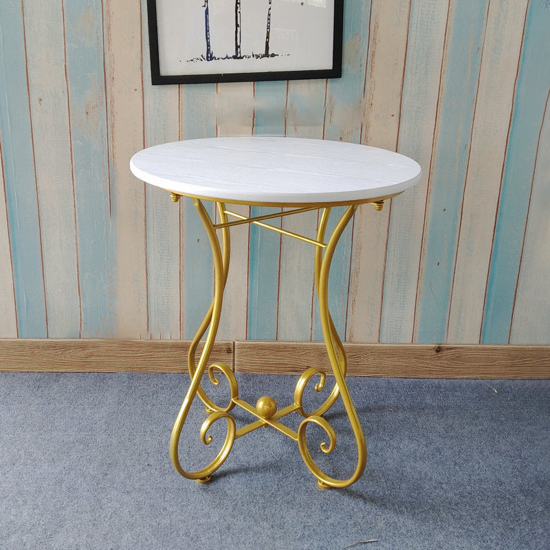 Round Wood X-base Side Table Modern Minimalist End Table for Living Room