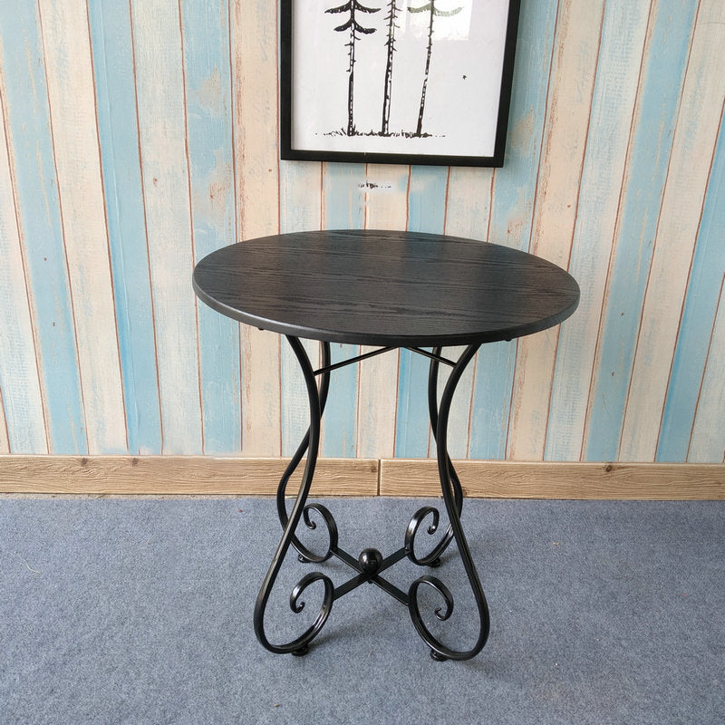 Round Wood X-base Side Table Modern Minimalist End Table for Living Room