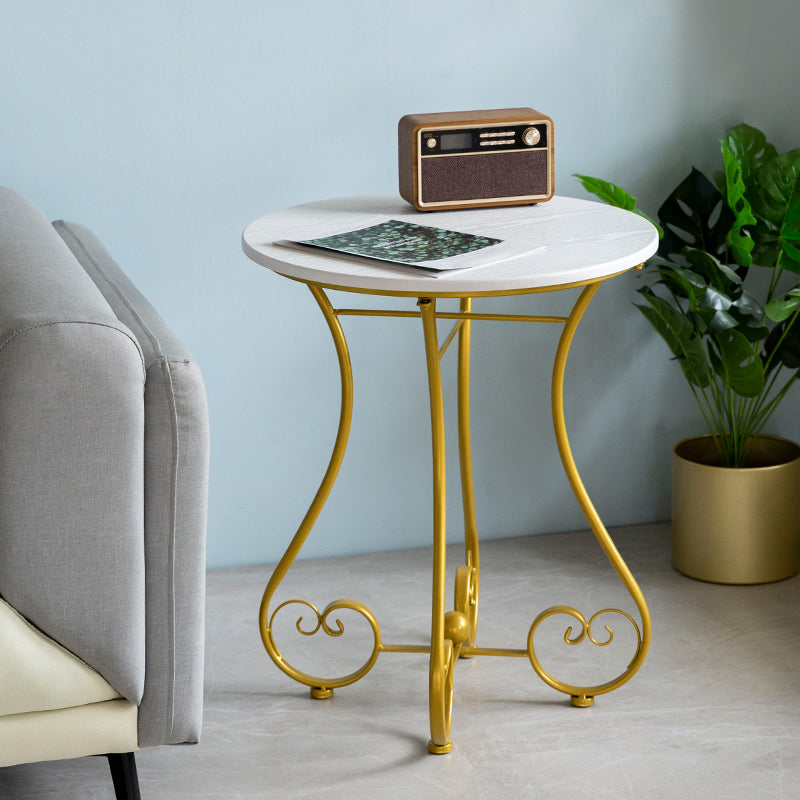 Round Wood X-base Side Table Modern Minimalist End Table for Living Room