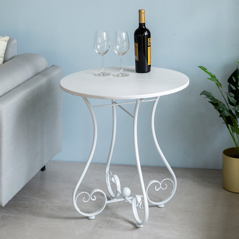 Round Wood X-base Side Table Modern Minimalist End Table for Living Room