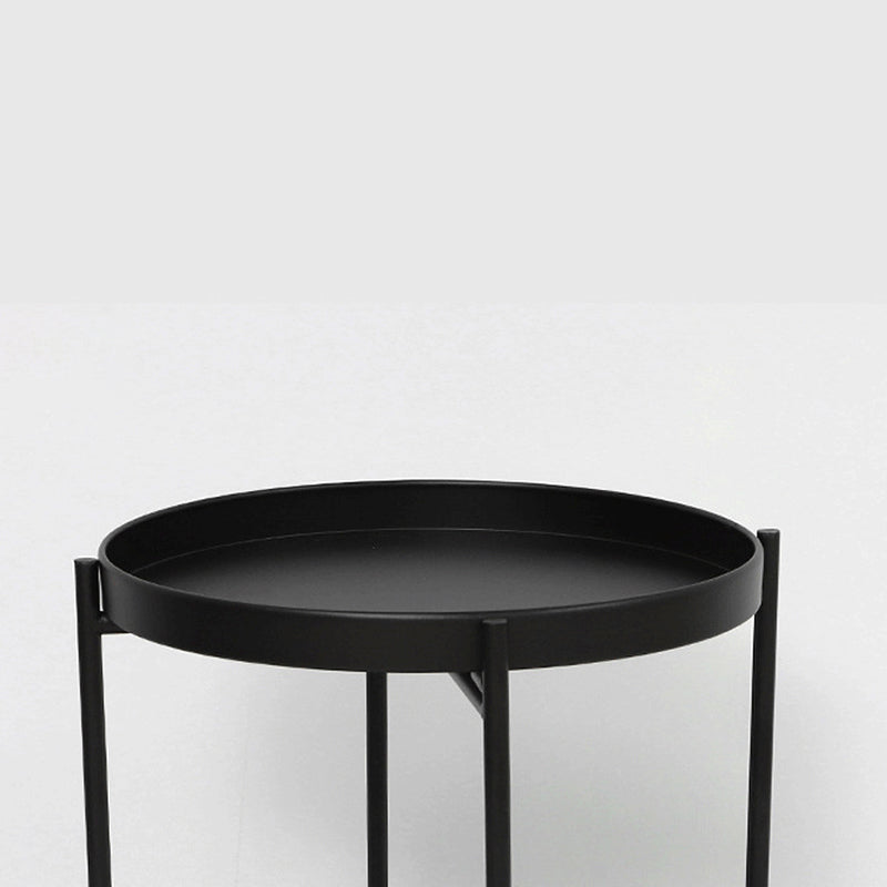 Round Mid-Century Side End Table Iron 4 Legs Tray Top End Table