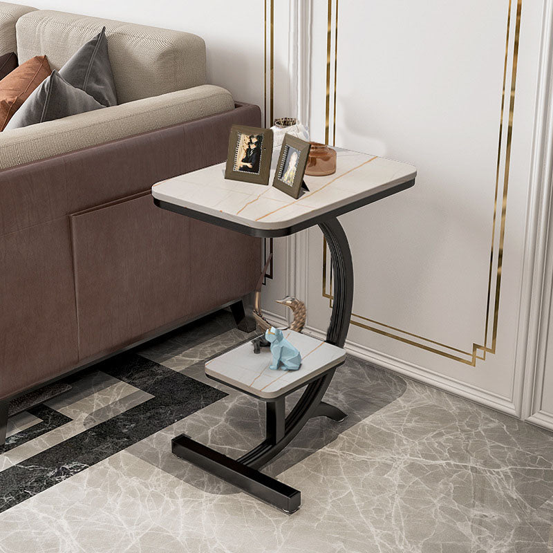 Minimalist Abstract End Table Rectangular Side Table with Storage