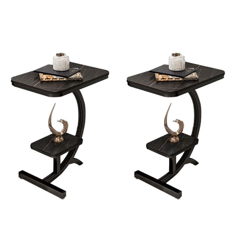 Minimalist Abstract End Table Rectangular Side Table with Storage