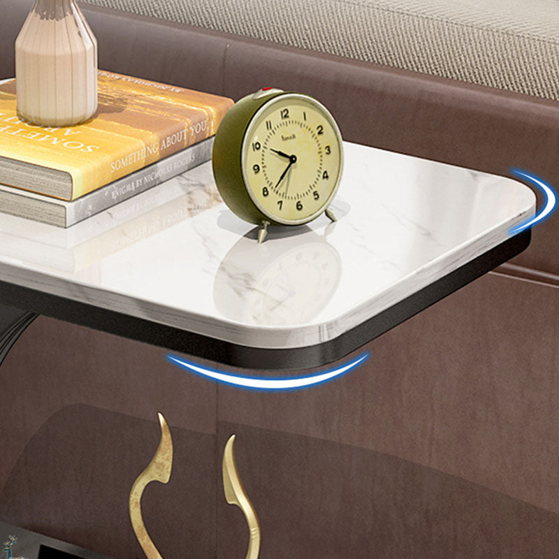 Minimalist Abstract End Table Rectangular Side Table with Storage