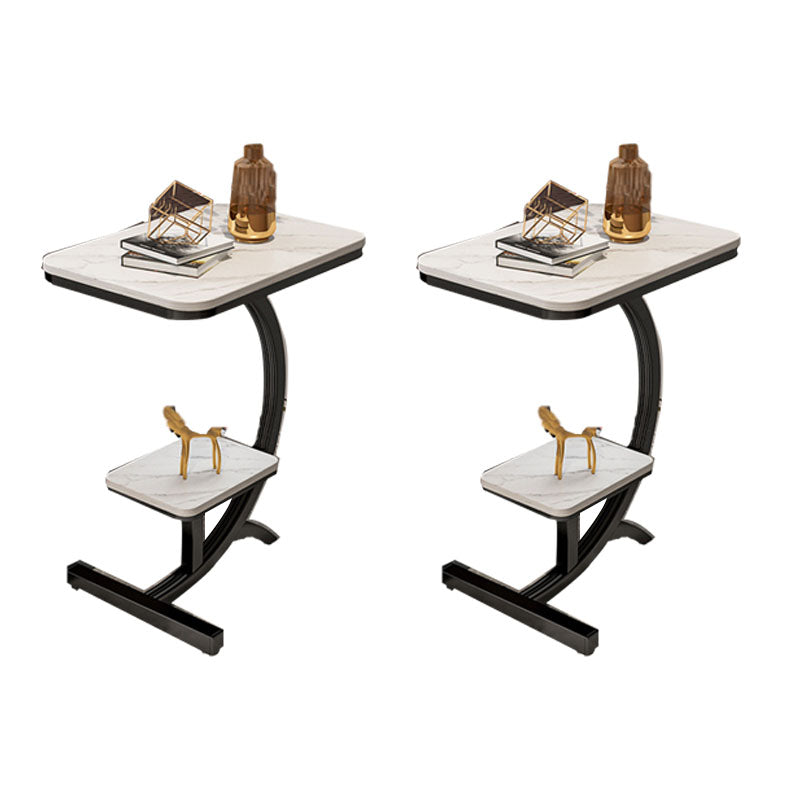 Minimalist Abstract End Table Rectangular Side Table with Storage