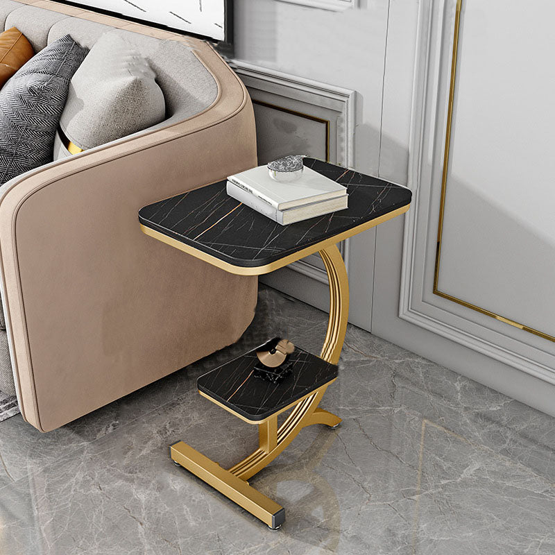 Minimalist Abstract End Table Rectangular Side Table with Storage