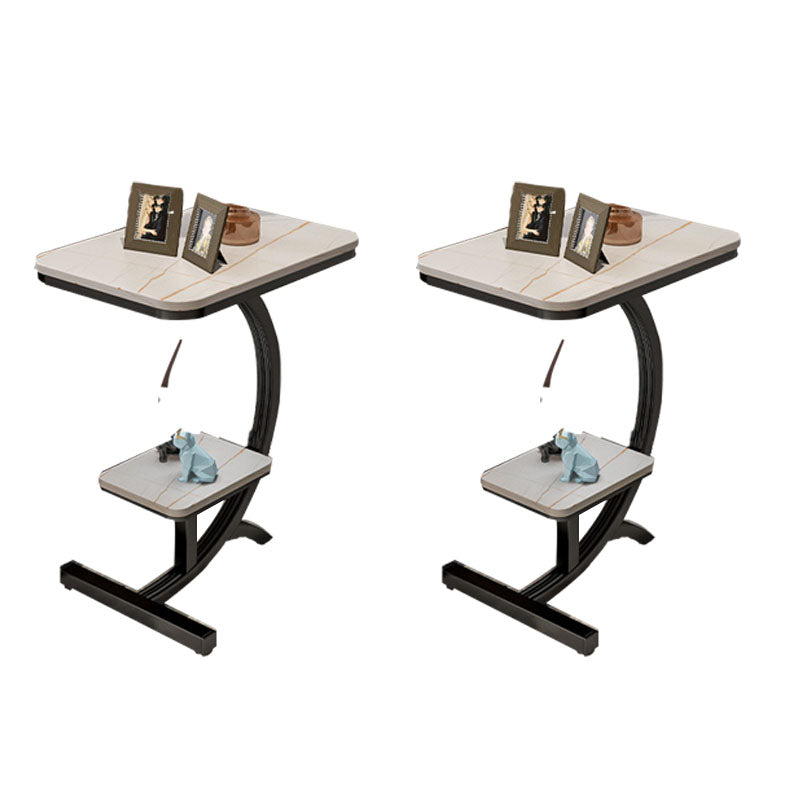 Minimalist Abstract End Table Rectangular Side Table with Storage