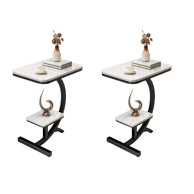 Minimalist Abstract End Table Rectangular Side Table with Storage