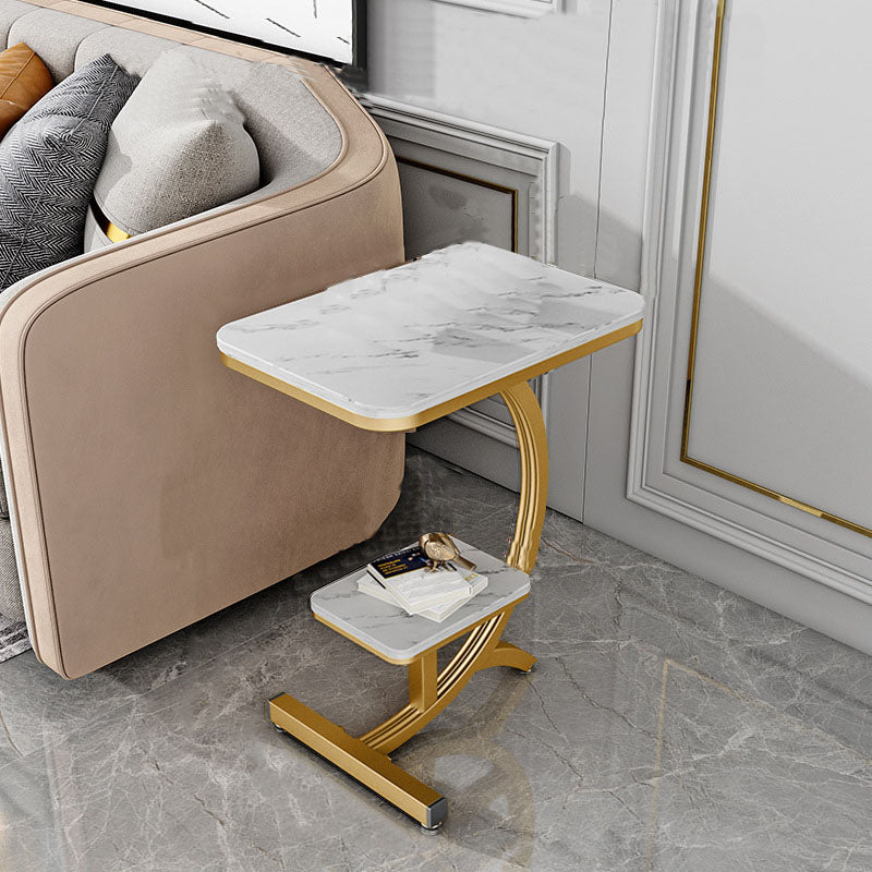 Minimalist Abstract End Table Rectangular Side Table with Storage