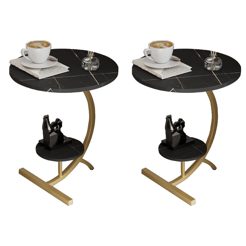 End Table with Storage and Shelf Modernist Slate Abstract Side Table