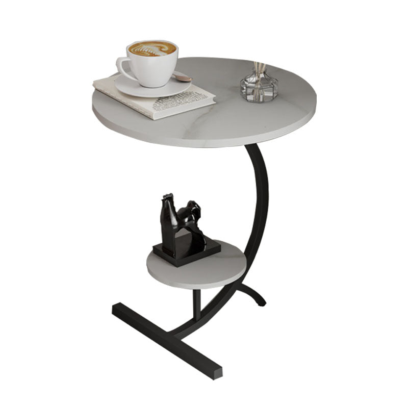 End Table with Storage and Shelf Modernist Slate Abstract Side Table