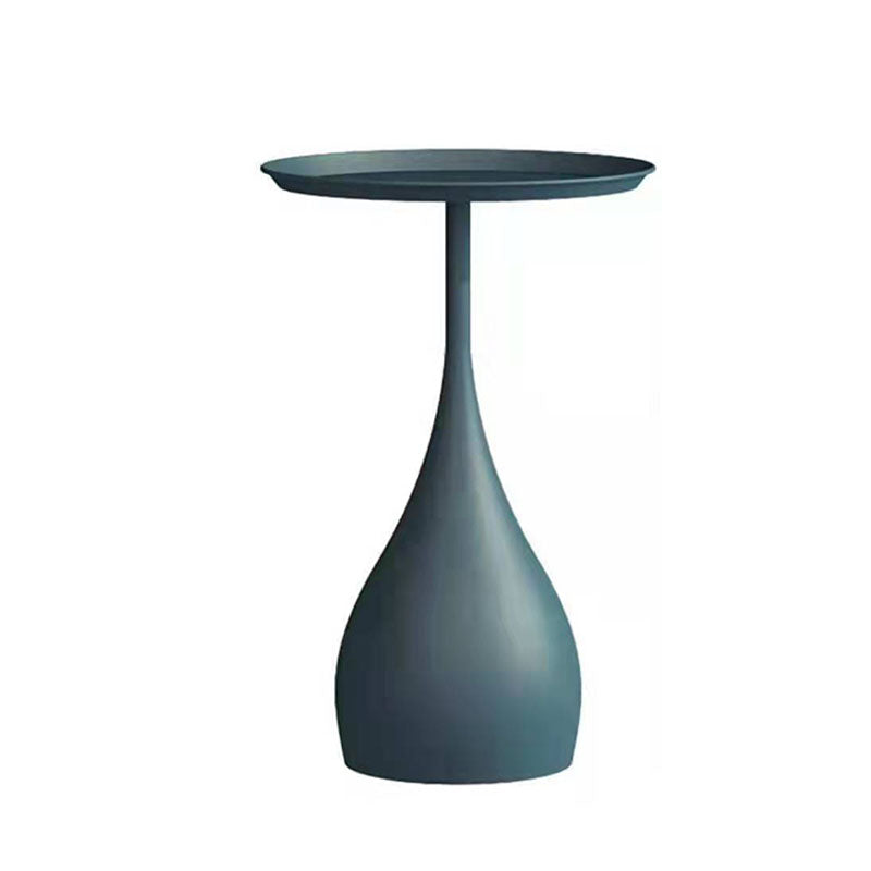 Round Side Table with Metal Pedestal Modernism Tray Top Side Table