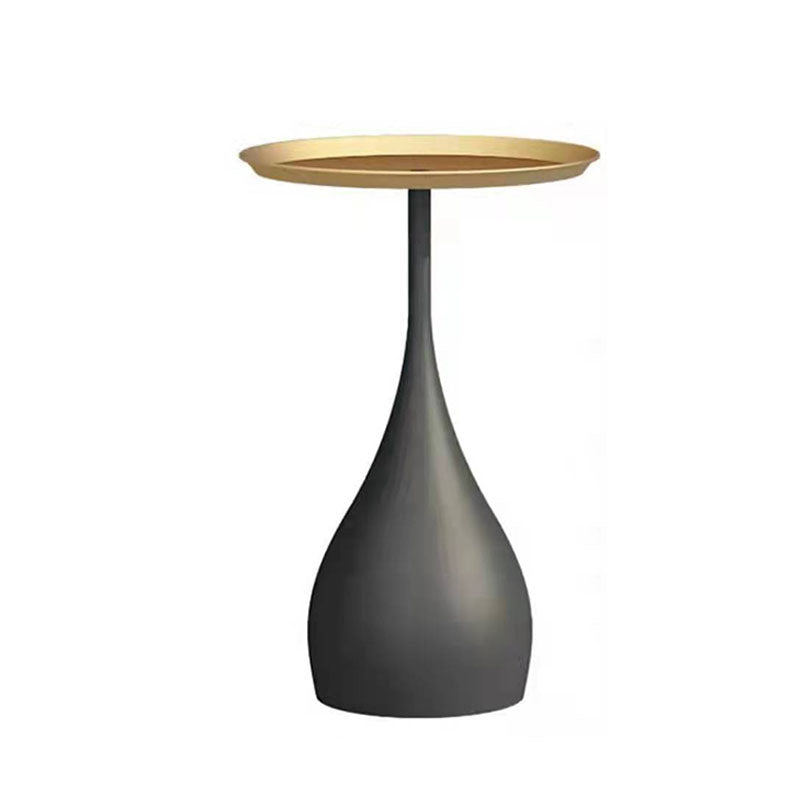 Round Side Table with Metal Pedestal Modernism Tray Top Side Table