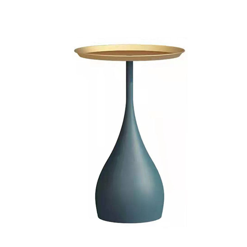 Round Side Table with Metal Pedestal Modernism Tray Top Side Table