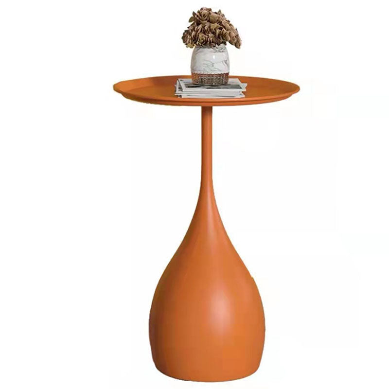 Round Side Table with Metal Pedestal Modernism Tray Top Side Table