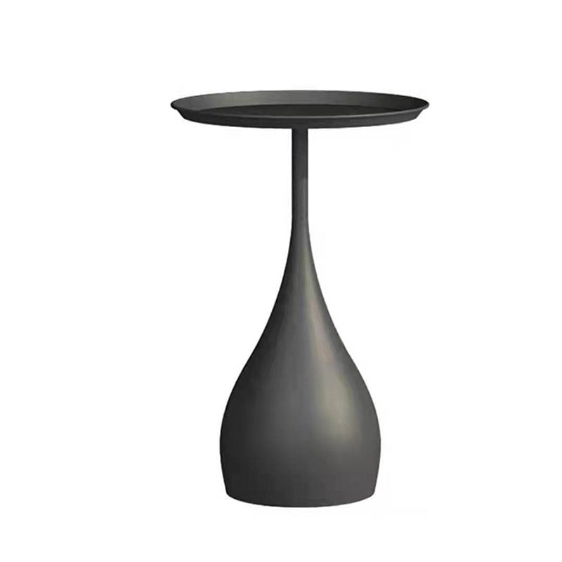 Round Side Table with Metal Pedestal Modernism Tray Top Side Table