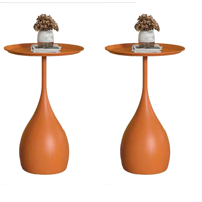 Round Side Table with Metal Pedestal Modernism Tray Top Side Table