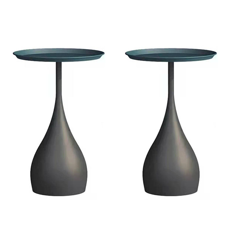 Round Side Table with Metal Pedestal Modernism Tray Top Side Table