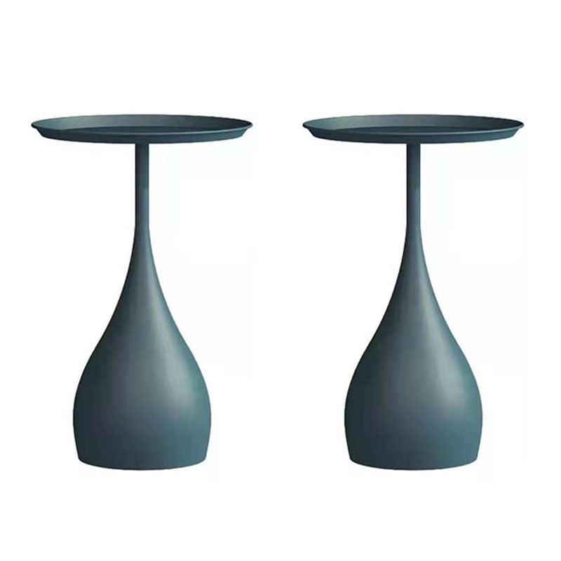 Round Side Table with Metal Pedestal Modernism Tray Top Side Table