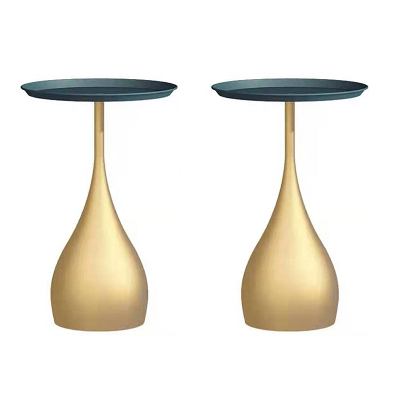 Round Side Table with Metal Pedestal Modernism Tray Top Side Table