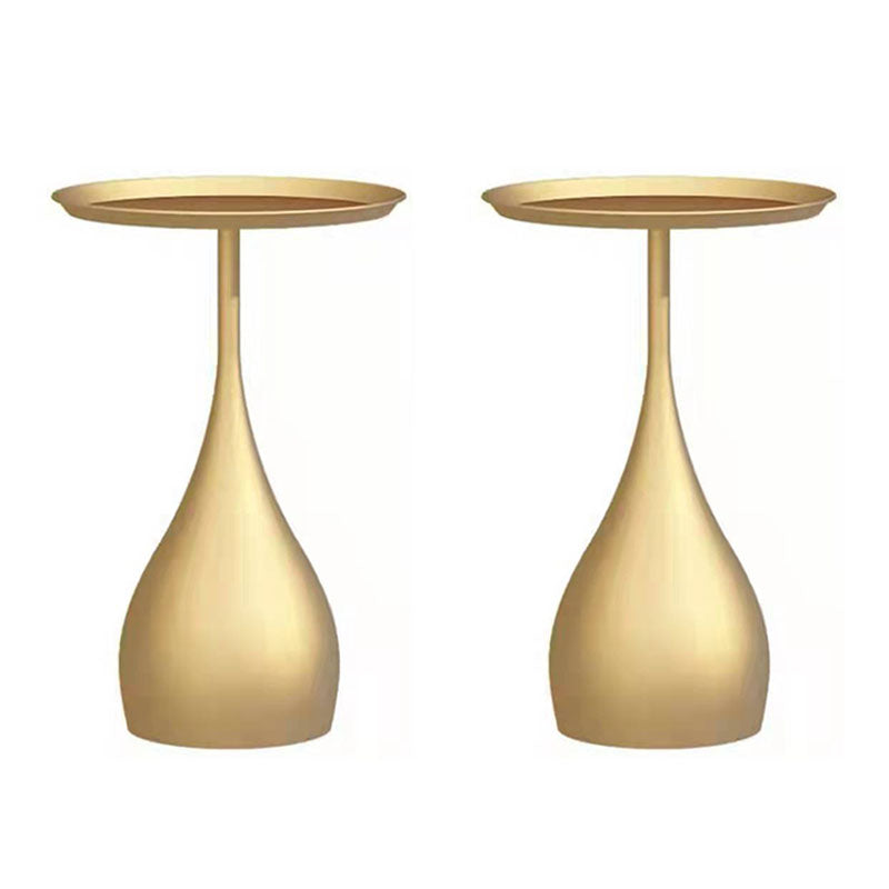 Round Side Table with Metal Pedestal Modernism Tray Top Side Table