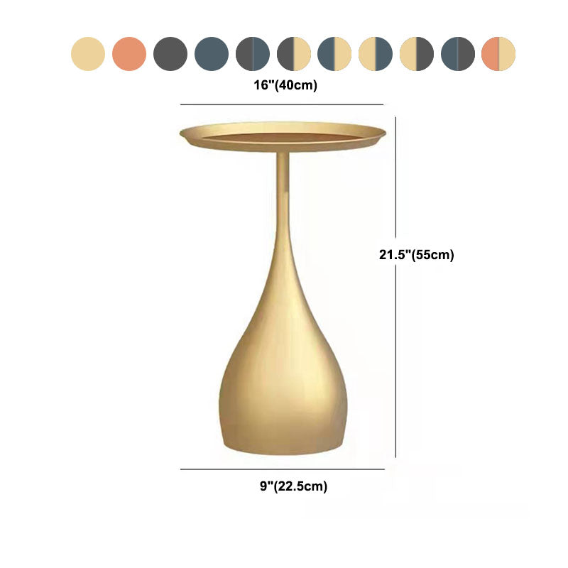 Round Side Table with Metal Pedestal Modernism Tray Top Side Table